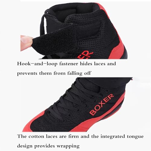 Yummsion Zapatillas De Boxeo De Lucha,Zapatos Boxeo Hombre,Boxing Shoes,Botas Wrestling,Secos Y CóModos,Grueso,Resistente Al Desgaste,para Deportes,Combate,Wrestling,Fitness,Marciales,Juvenil - imagen 7