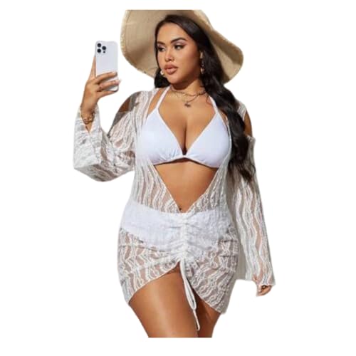 XHZPF Bikini de Talla Grande, bañador de Tres Piezas, bañador de Mujer Junto al mar, Vacaciones en la Playa y Secado rápido(Blanco,as4,Alpha,4X_l,Regular,Regular)