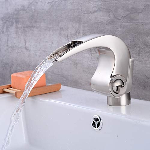 Robinet de comptoir au-dessus du bassin mitigeur cascade argenté pour meuble vasque