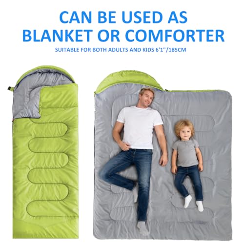 image for oaskys Camping Sleeping Bag - 3 Season Warm & Cool Weather - Summer Sp