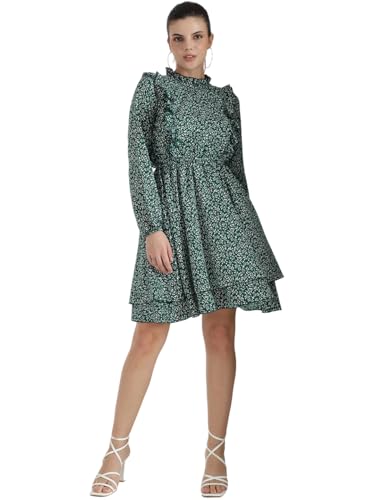 Image of KOTTY Women's Fit And Flare Mid Thigh Length Glamour Galore Crystal Petal Dress