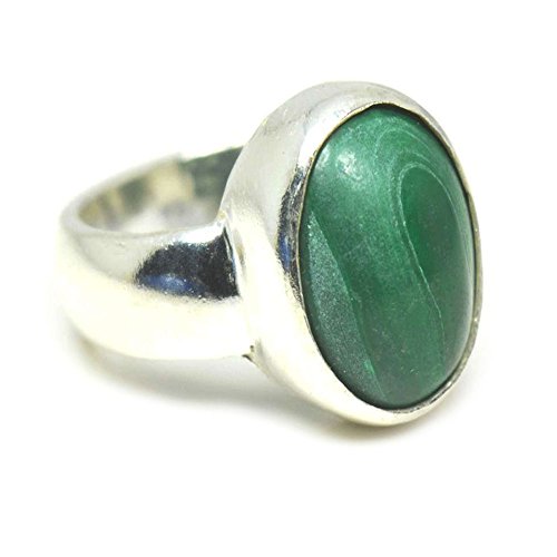 Bague en argent 925 et malachite naturelle véritable 4 carats haut de gamme
