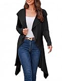 Yekaty Black Long Cardigan Hooded Cloak Fall Cardgians for Women Trendy Ruffle Long Dusters