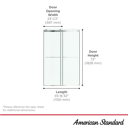 American Standard AM00855400.295 Aspirations 48 x 72-Inch Frameless Sliding Shower Door, Brushed Nickel - Thumbnail 5