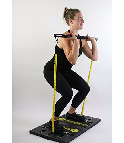 BodyBoss 2.0 by 1loop - Full Portable Home Gym Workout Package + Resistance Bands - Collapsible Resistance Bar, Handles - Full Body Workouts For Home, Travel or Outside (Gold - Full Gym + Extra Bands)