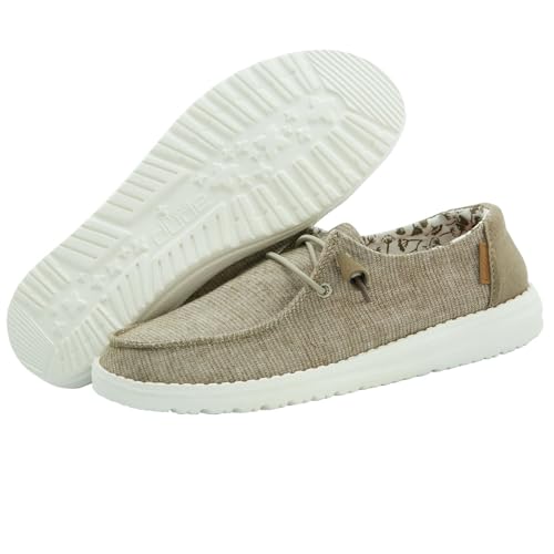 HEYDUDE HEYDUDE Women's Wendy Chambray Chambray Sage Size 7 | Women’s Shoes | Women’s Lace Up Loafers | Comfortable & Light-Weight
