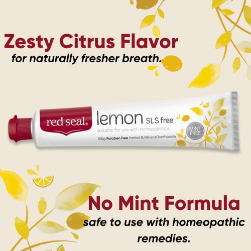 Red Seal Lemon Toothpaste For Homeopaths, Homeopathic Friendly Mint Free, Fluoride Free, No Sls, Fresh Citrus Flavor – Refreshing Natural Lemon Flavored Toothpaste, No Mint Flavor 3.5Oz #TOP3