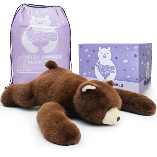 YGZE Weighted Bear Stuffed Animal Brown Bear Plush Toy 24 Inch 4 Pound Soft Fur Long Arms Hugging Toy Cozy Gift for Kids Adults Christmas and Birthdays