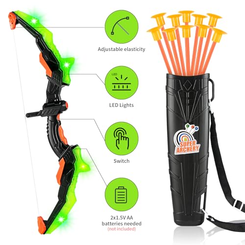Asmad BOW-01 Kids Bow And Arrow Set, Led Light Up Archery Toy Set thumb #4