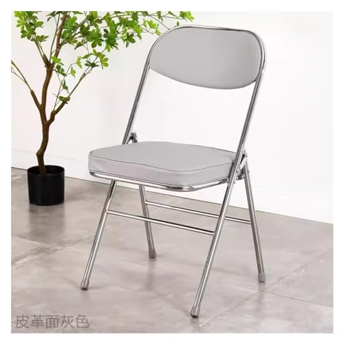 Klappstühle aus schwarzem Leder mit gepolsterten Sitzen und Kissen, bequeme Party-Stapelstühle (grau, 1 Set)