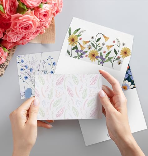 Image of 24 Pack Boxed Floral Blank Greeting Cards with Self-adhesive Envelopes For All Occasion, 24 Unique Watercolor Designs No Repeats