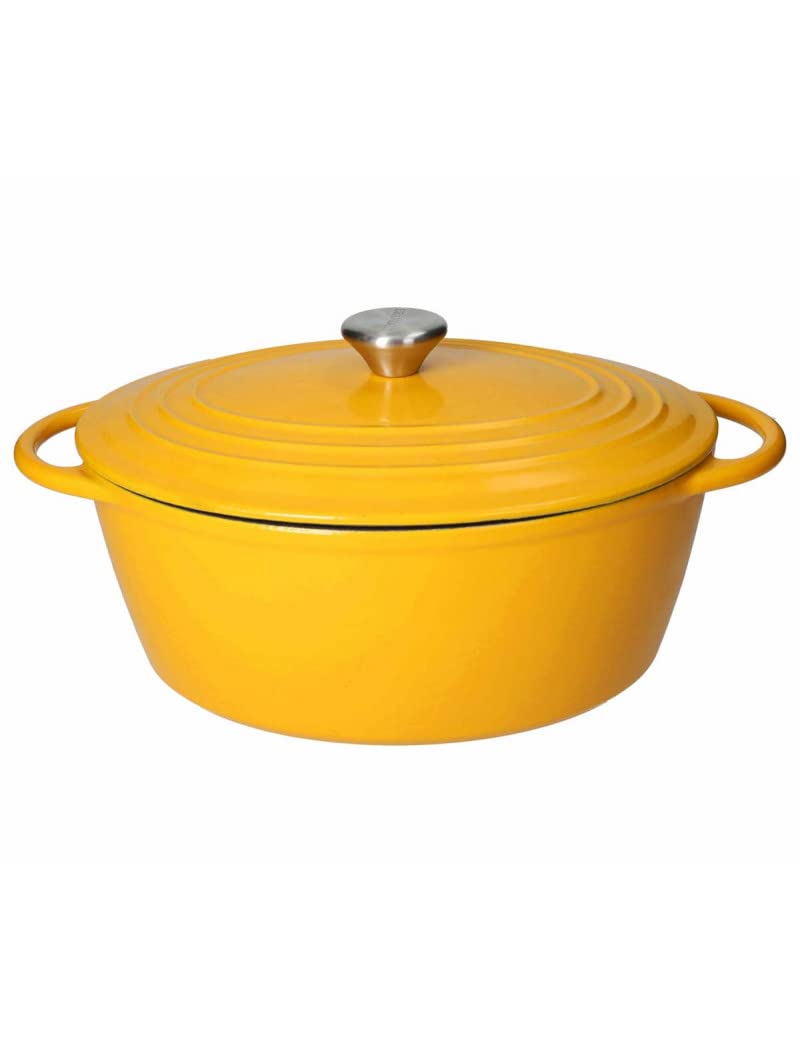 Brandani 52575 CASSERUOLA COCOTTE OVALE GIALLA GHISA SMALTATA CAPACITA' 5 LT, cm 29x23,5x12,5h, kg 4,9