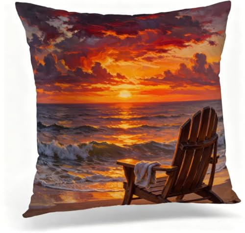 Housse de canapé 60x60 taie oreiller lin coucher de soleil