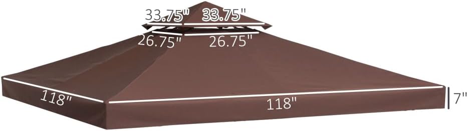 Replacement Gazebo Canopy with 2-Tier UV-Resistant Top for 9.8-Foot Square Outdoor Shade Structures