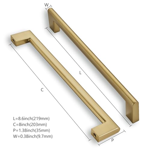 KHTUMWARE 6 Pack Brushed Brass Cabinet Pulls, Heavy Duty Kitchen Drawer Handles