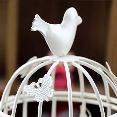 Daliuing Candle Centerpieces Candle Holder White 17.5×8Cm Type B Wrought Iron Bird Cage Candle Holder Small Wind Lantern Decoration For Fireplace, Living Or Dining Room Table #TOP4