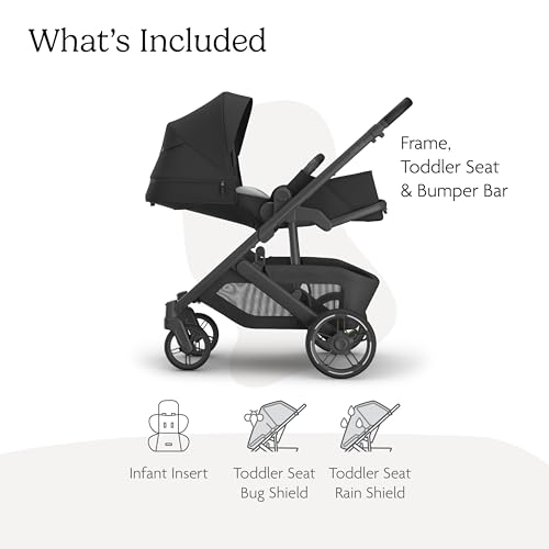 UPPAbaby Cruz V3 Stroller - From Birth + Car Seat Compatible - Full-Size, Reversible Seat - Infant Insert, Bug and Rain Shields Included - Jake (Charcoal/Carbon Frame/Black Leather) - Image 3