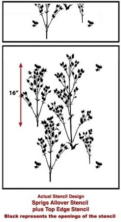 Miniatura 8 de Plantilla de pared Sprigs Allover Stencil - Plantillas florales para paredes - Diseños de plantillas de flores - Plantilla reutilizable para pintar