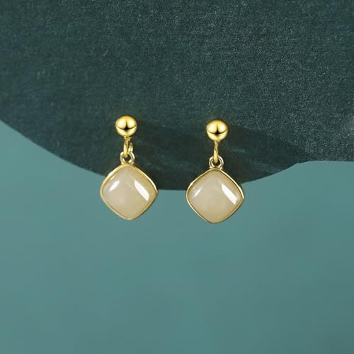 Boucles d'oreilles cerceau carré jade rouge hoops fille all-match