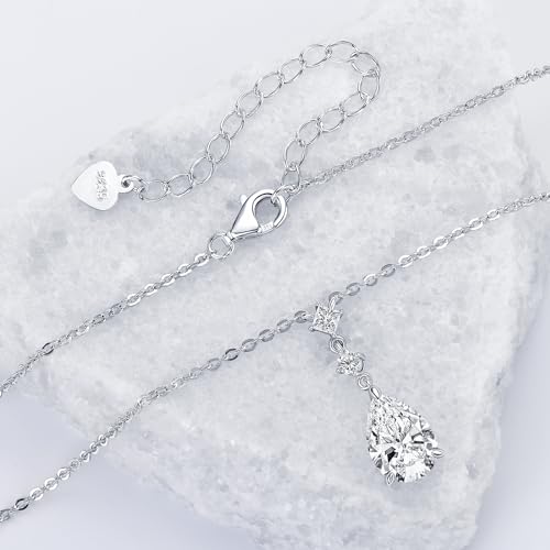 2CT Pear Cut Moissanite Pendant Necklace D Color VVS1 925 Sterling Silver Dainty Pendant for Women Wife Girlfriend Birthday Gifts4