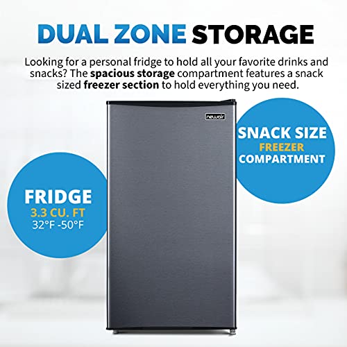 image for NewAir 3.3 Cu. Ft. Compact Mini Fridge with Chiller Compartment, Energ