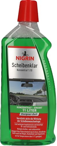 NIGRIN Scheibenklar Konzentrat 1:10 Designer Duft | 1 Liter | Reinigungszusatz für Autoscheiben und Scheinwerfer | entfernt Insekten, Öl, Fett | schlierenfrei | verhindert Streulicht | ab 5 °C