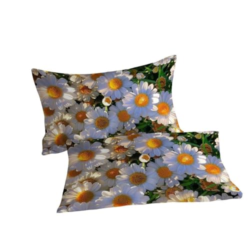 Parure de couette florale blanche 260x220cm microfibre premium