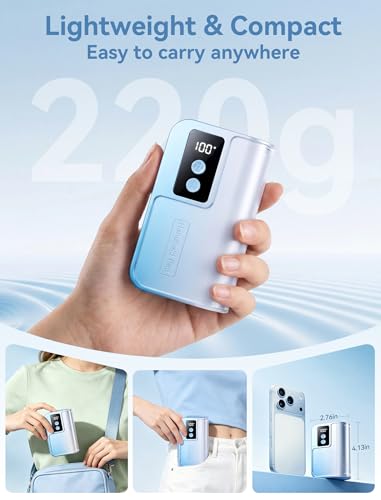 Sunoony Portable Handheld Fan with Ice Cooler, 4000mAh 100Levels Stepless Speed, 20H Long Battery Life, 20000RPM Turbo Fan Rechargeable Personal Mini Fan for Travel, Outdoor, Makeup (Blue) — view 4