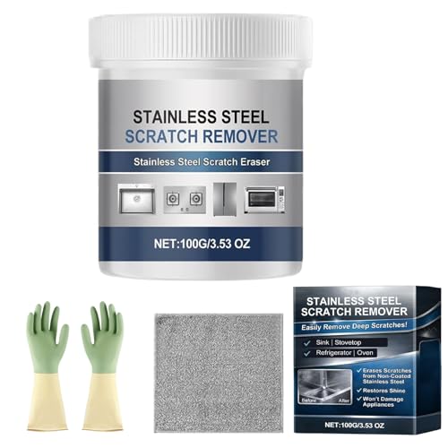 Stainless Steel Scratch Remover Kit Stainless Steel Scratch Repair Kit Polishing Repair 100g All-Purpose Restorer Rust Remover for Fridge Stove Faucet Appliance (1PCS)
