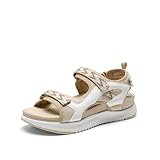 DREAM PAIRS Women's Walking Sandals Arch Support Orthopedic Recovery Hiking Sandals Thick Athletic Cushion Adjustable Strap for Plantar Fasciitis,Size 10,Beige,DWUMST2509