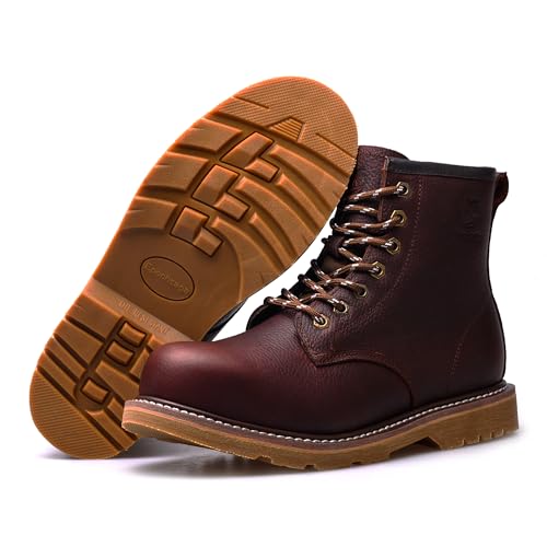 Steel Toe Classic Work Boots For Men,Industrial & Construction Fashion Durable Hiking Safety Shoes 6'' Puncture-proof Footwear Insulated4