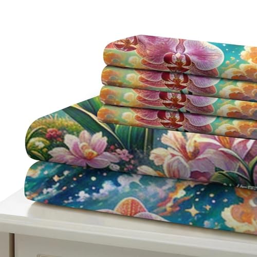 Linge de lit Phalaenopsis orchidée 3D housse de couette microfibre ado 260x220cm