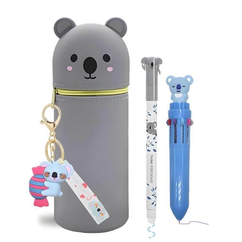 CYGMRFH Koala Astuccio, 2 en 1 Koala Soft Silicone Astuccio, 12 en 1 stylos multicolores, porte-clés, stylos gel effaçables, Kawaii Pencil Case Set per Studenti, Bambini e Adulti CYGMRFH Koala Astuccio, 2 en 1 Koala Soft Silicone Astuccio, 12 en 1 stylos multicolores, porte-clés, stylos gel effaçables, Kawaii Pencil Case Set per Studenti, Bambini e Adulti