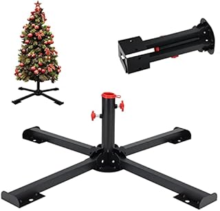 Christmas tree stand, robust and foldable metal stand black, suitable for artificial Christmas trees and parasols (3.8cm diameter)