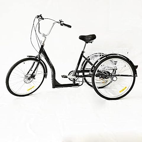 26 Inch Adult Bicycle City Tricycle Bicycle with Blues Tricycle for Adults 6 Speed Adults Tricycle 26 Inch 3 Wheel Bicycle Trike With Shopping Basket Cover