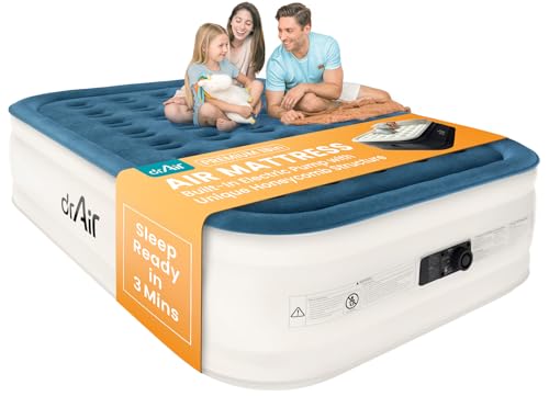 Dr. air Queen Air Mattress, 18” Raised Inflatable Bed with Built-in Pump, Waterproof Velvety Top,...