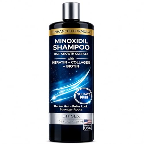 950ML Minoxidil Shampoo Hair Growth Complex Thickening Hair Regrowth Shampoo with Biotin Keratin & Collagen Sulfate Free Hair Loss Treatment for Men & Women Scalp Strengthening Formula 32oz