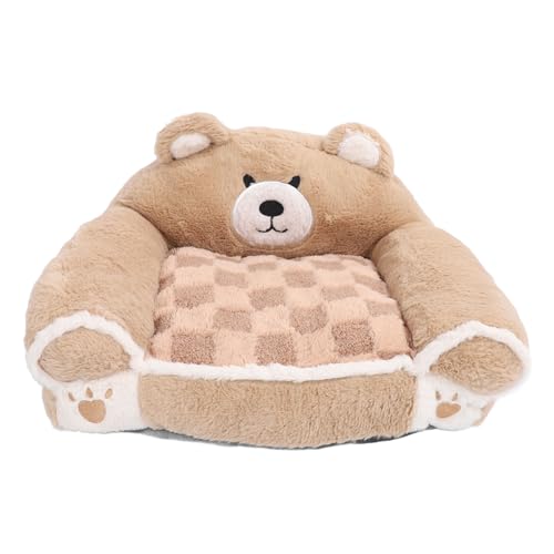 ヒグマのペットのソファ、柔らかくて温かい猫のソファベッド、睡眠とリラックスしたぬいぐるみのための多機能犬ソファソファ、豪華な布と綿の素材、愛らしい家の装飾 (l)