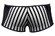 Orion Herren-Pants - erotische Boxer-Shorts für Männer, mit transparenten Mesh-Einsätzen, in Matt-Leder-Optik, niedrige Bund-Höhe, schwarz/blau