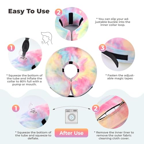 Image of Inflatable Dog Cone Collar for Dogs and Cats, Dog Neck Collar Recovery E Collar Alternative After Surgery, Elizabethan Collar Alternatives for Dogs Recovery (Pink Blue, XL)