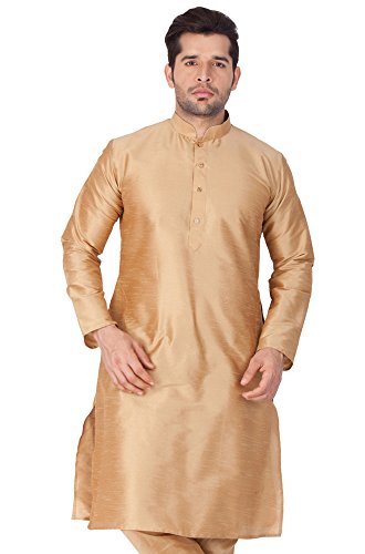 Image of VASTRAMAY Men Banarasi Silk Solid Kurta | Soft Cotton Blend Ethnic Kurta | Comfortable for Festive & Wedding Occasions