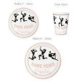 Bachelorette Party Plates & Decorations - Naughty Plates, Cups & Favors Sets, Male Dancer Plates, Bridal Shower Supplies, Hen Party Sign