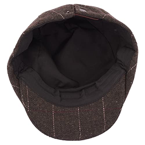 Image of The Tie Hub Wool Flat Cap for Men & Women | Adjustable Vintage Newsboy Gatsby Hat for Casual, Travel, Outdoor | Free Size Herringbone Ivy Style Cap