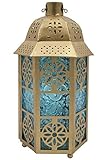 MAGHREBI BY SHEENAZ FAZREEN - Lámpara de vela clásica estilo marroquí de metal/cristal, luz de las velas parpadeante se rompe con colores vibrantes y calidez en tus ideas de hogar.