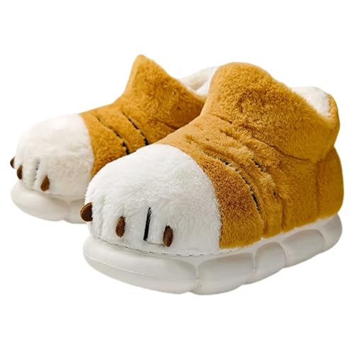 Dog Tiger Claw Cotton Shoes - Plush High Top Thick Soled Non Slip Slippers for Men & Women - Cartoon Animal Theme
