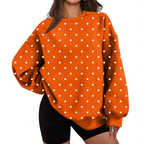 Polka Dot Sweatshirts for Women Fleece Oversized Crewneck Pullover Tops - image 1
