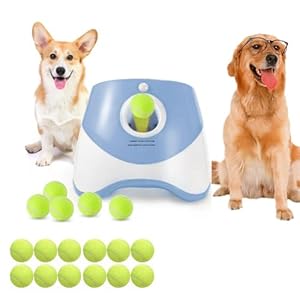 Automatic Ball Thrower for Dogs, Small Dog Ball Launcher with Free 12 PCS Mini Balls, Three-Speed Control Interactive Dog Fetch Machine Toy for Dogs (Ball Thrower for Dogs)