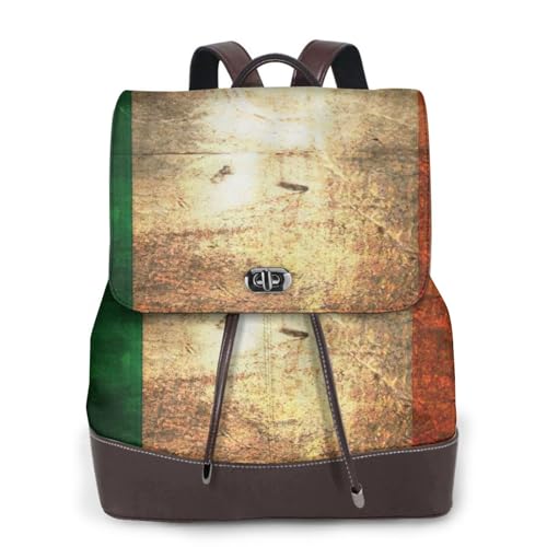 Sac à dos en cuir imprimé drapeau irlandais élégant et polyvalent chic