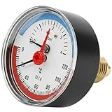 Lumonic Thermomanometer 4bar 0-120°C | 1/4 + 1/2 Zoll (Adapter) | Anschluss hinten | Ø 63mm, große Skala | Heizung Manometer | Metallgehäuse
