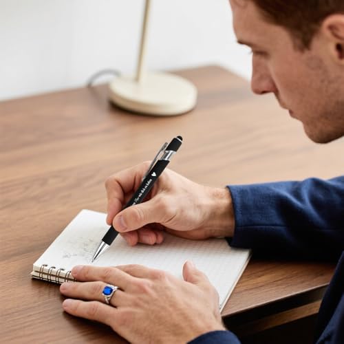 Kugelschreiber mit Gravur Stift Geschenke für Papa Geschenk Ostergeschenke Geburtstag Geburtstagsgeschenk Glücksstift Metall Schwarz Geschenke für Eltern Väter Stiefvater von Kinder Tochter Sohn
